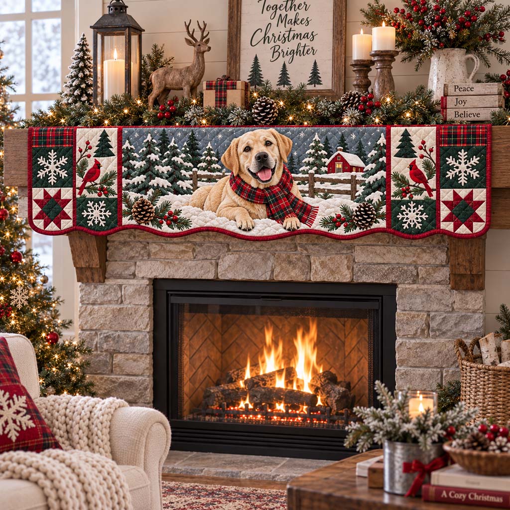 Yellow Labrador Hearth Quilted Mantel Scarf SN0HH0770