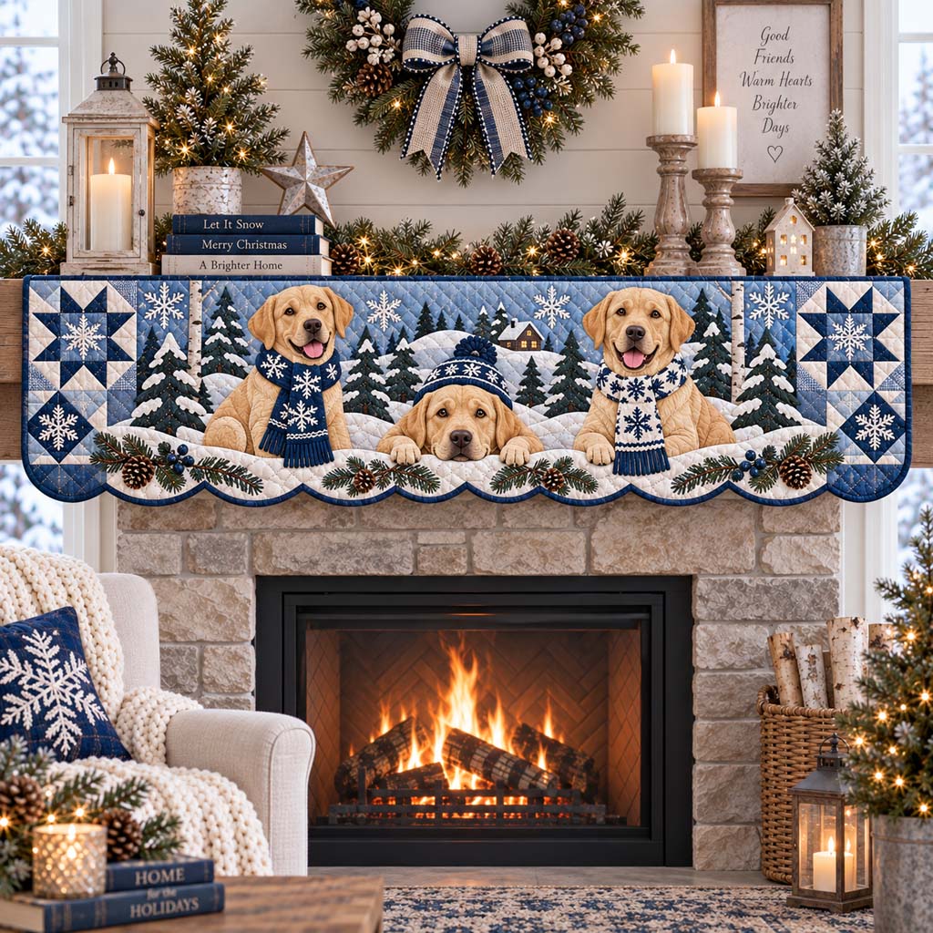 Yellow Labrador Pines Quilted Mantel Scarf SN0HH0774