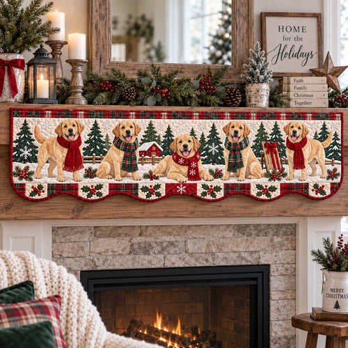 Yellow Labrador Quartet Quilted Mantel Scarf SN0HH0775