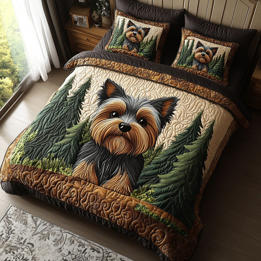 Yorkie Love 3-Piece Quilted Bedding Set NCU0DV430