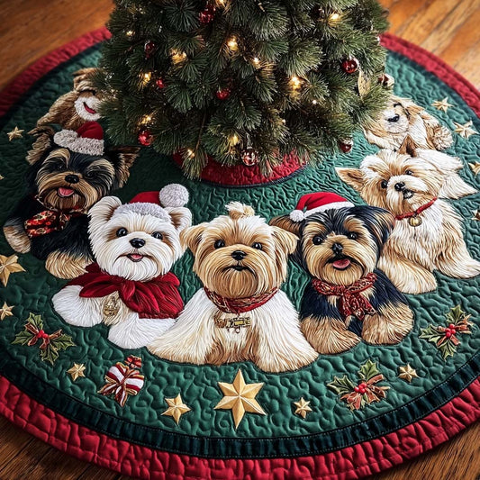 Yorkie Shine Christmas Quilted Tree Skirt NCU0DDK1469