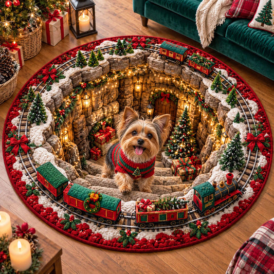 Yorkshire Terrier Christmas Wishes Quilted Round Mat SN0TD887