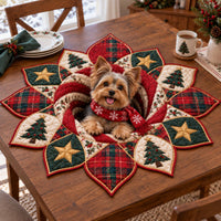 Yorkshire Terrier Holiday Custom Shape Quilted Table Topper SN0TD867