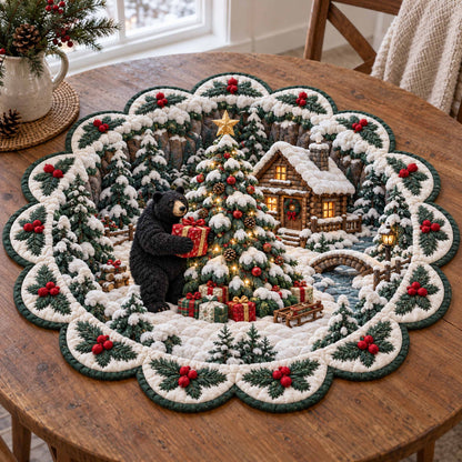 Yule Bear Custom Shape Quilted Table Topper SN0TD1020