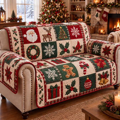 Yule Charm Quilted Sofa Cover SN0HH0571