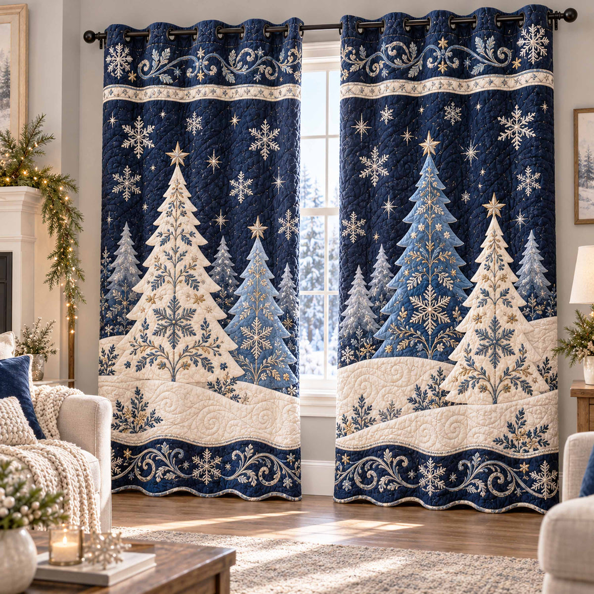 Yuletide Evergreen Quilted Curtains SN0TD1106