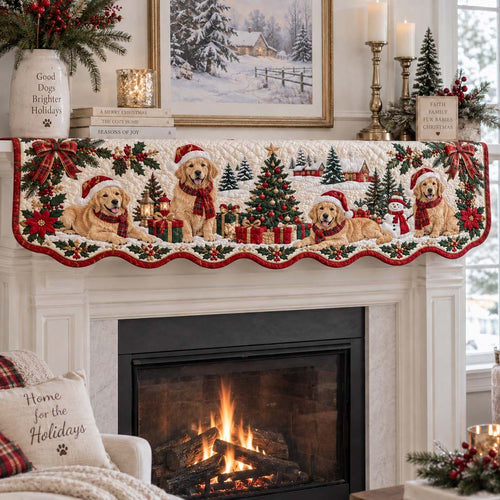 Yuletide Golden Retriever Quilted Mantel Scarf SN0HH0403