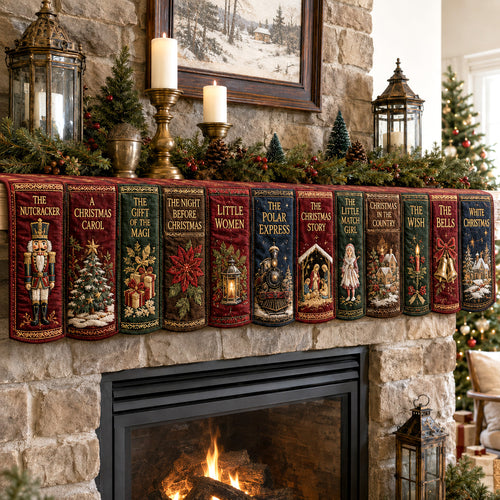 Yuletide Library Quilted Mantel Scarf SN0TV210
