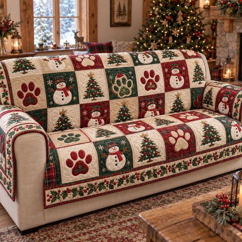 Yuletide Paw Garden Quilted Sofa Cover SN0TV393