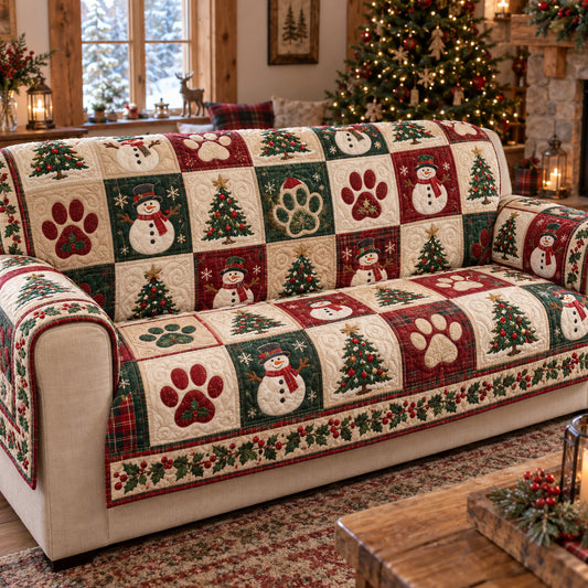 Yuletide Paw Garden Quilted Sofa Cover SN0TV393