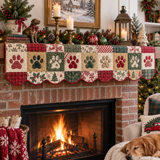 Yuletide Paw Timber Quilted Mantel Scarf SN0HH0353