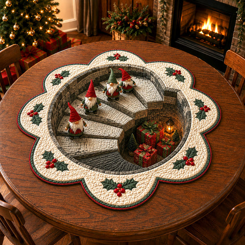 Yuletide Steps Custom Shape Quilted Table Topper SN0TV163