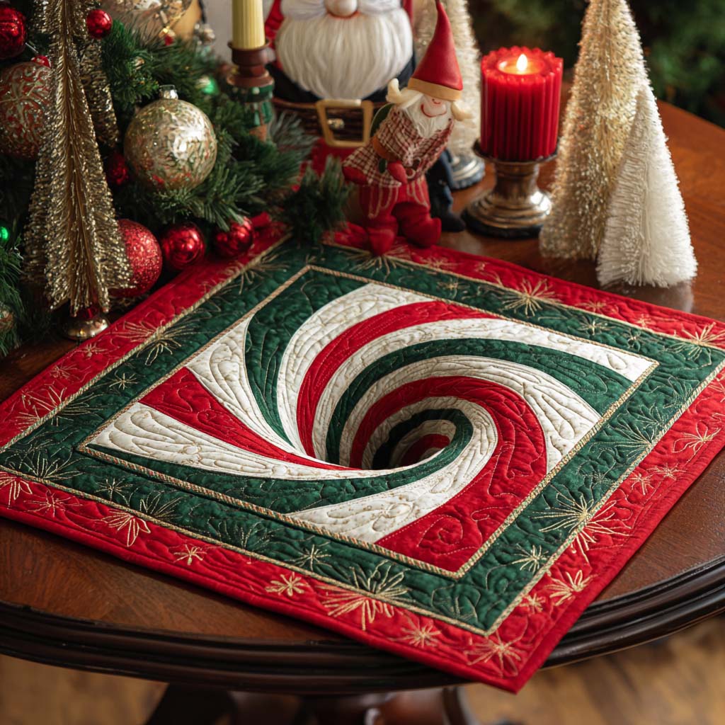 Yuletide Whirl Quilted Table Topper NCU0NXD248