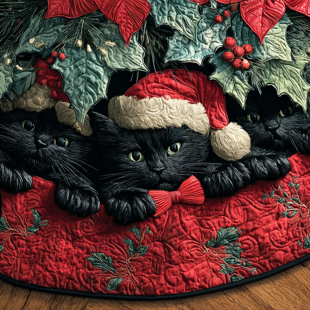 Yuletide Whisker Charm Christmas Quilted Tree Skirt NCU0TD1372