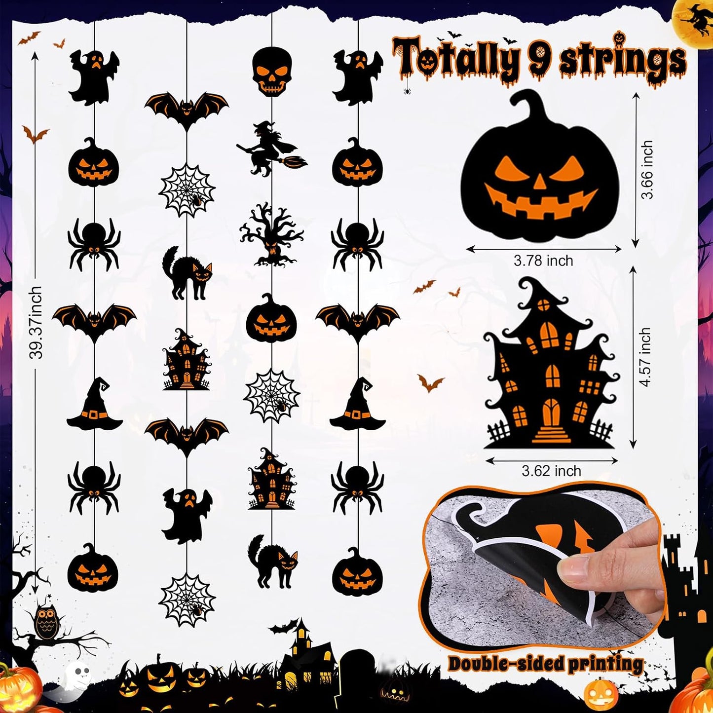 9 Pcs Halloween Hanging Garlands