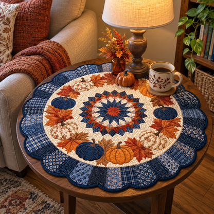 Blue Harvest Custom Shape Quilted Table Topper SN0TV052