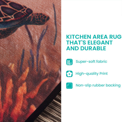 Azure Sea Turtle Kitchen Area Rug NCU0PT10006