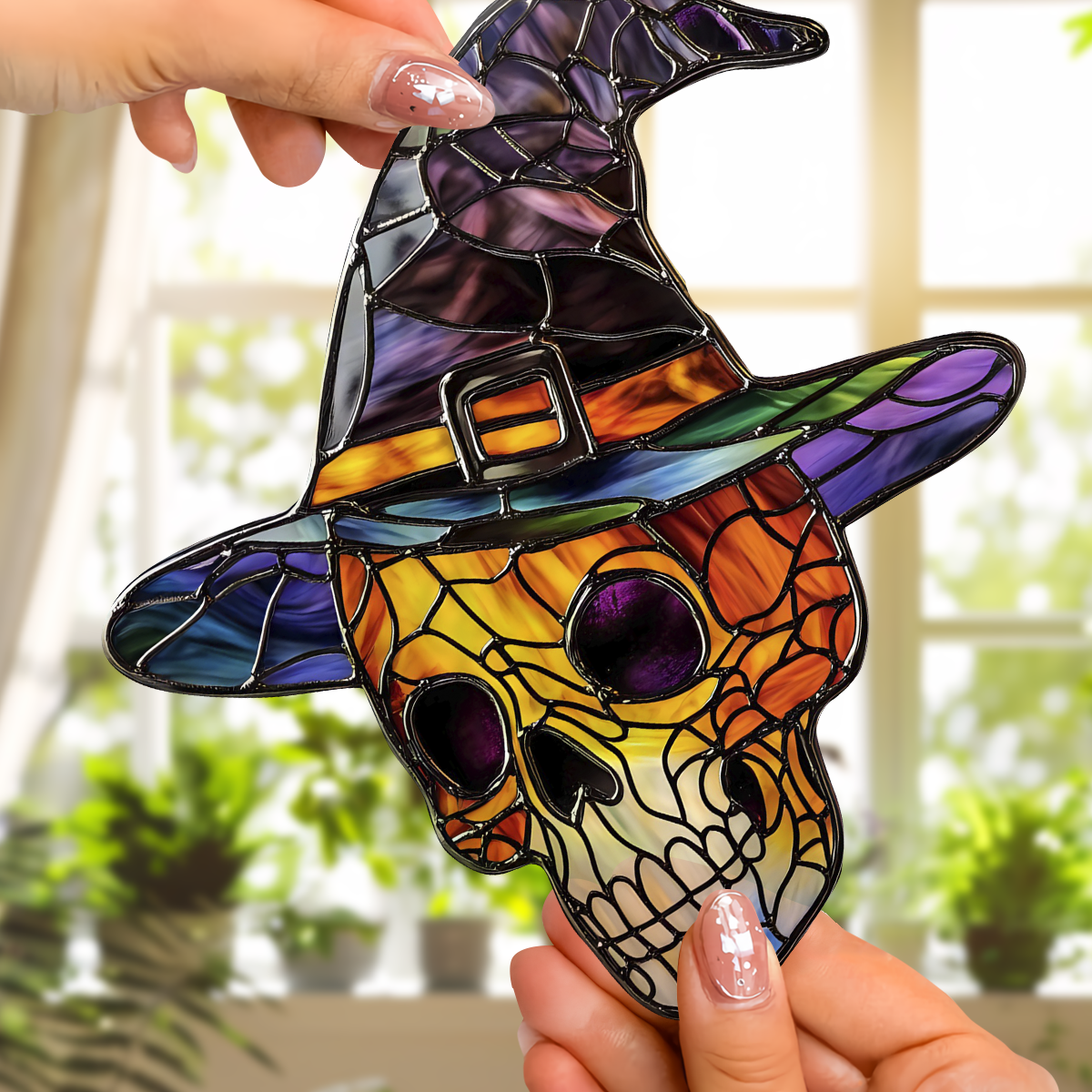 Witch Skull Halloween - Window Hanging Suncatcher NCU0PD032