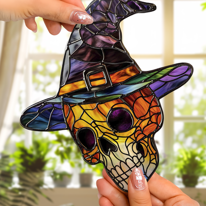 Witch Skull Halloween - Window Hanging Suncatcher NCU0PD032