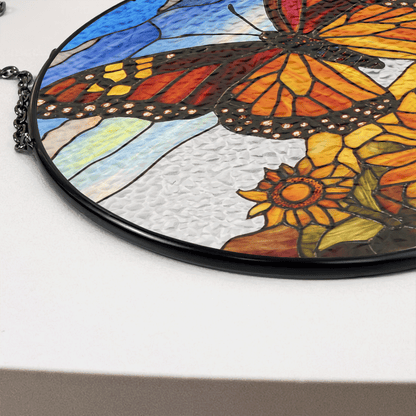 Winged Harmony Monarch Butterfly - Stained Glass Window Hanging Suncatcher NCU0PD006