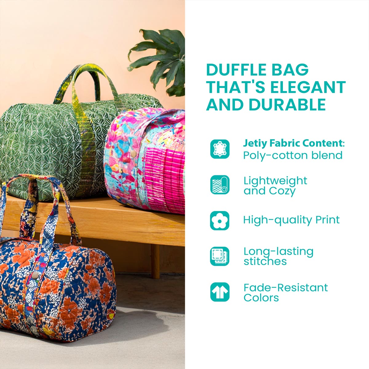Santa Christmas Train Quilted Duffle Bag NCU0HH618
